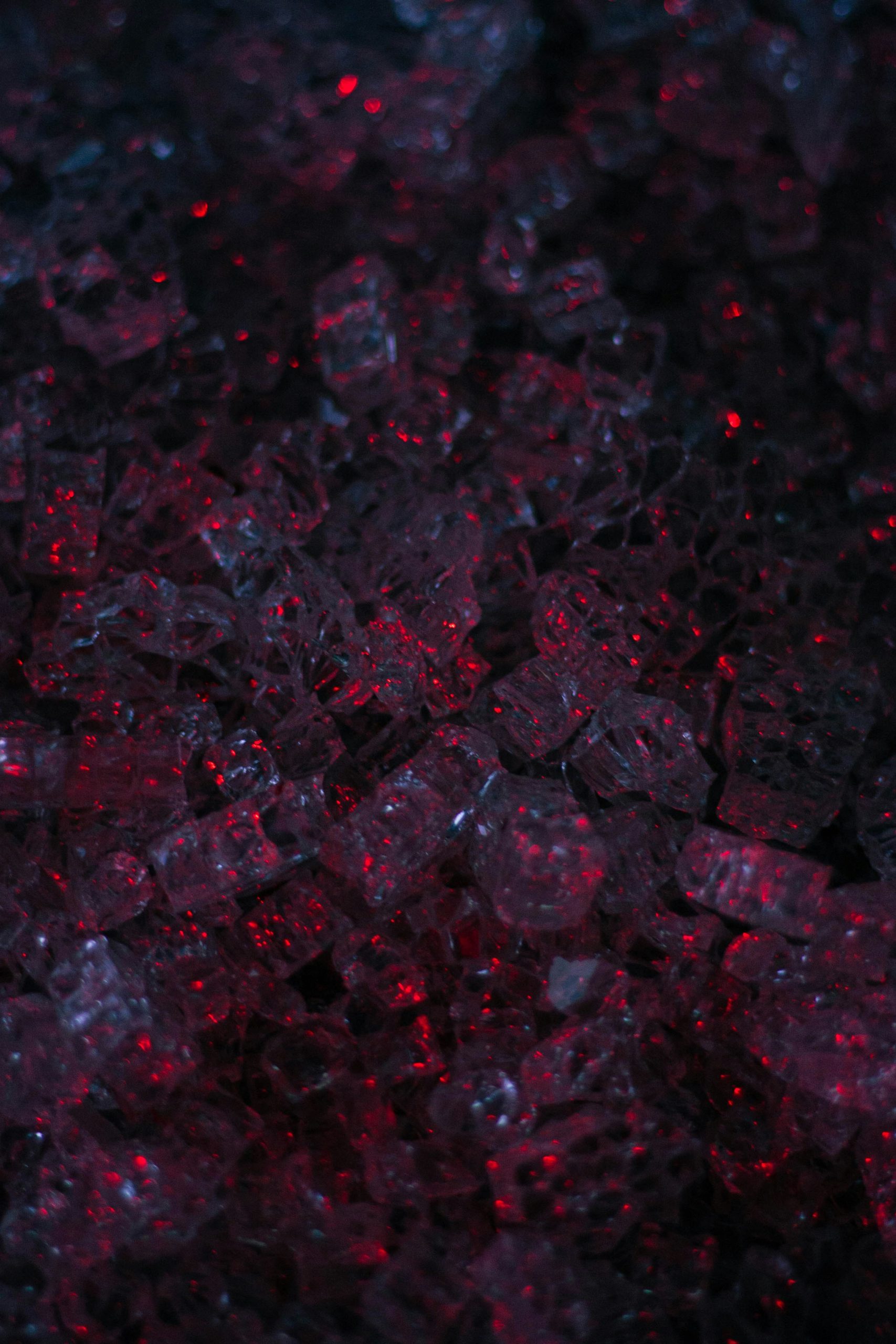Dark display of minerals under low light